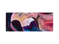 Wide-format tempered glass kitchen wall panel with metal backing - and without: Backdrop of people faces