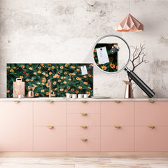 Toughened printed glass backsplash - Wideformat steel coated wall glass splashback: Flower with folk color