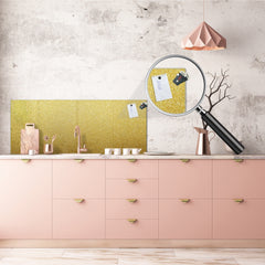 Toughened printed glass backsplash - Wideformat steel coated wall glass splashback: Gold glitter texture