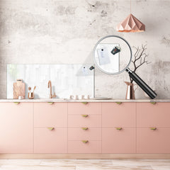 Toughened printed glass backsplash - Wideformat steel coated wall glass splashback: Abstract white and gray square