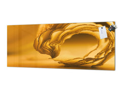 Wide format Wall panel with magnetic and non-magnetic metal sheet backing: Abstract composition with orange crepe