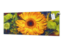 Wide format Wall panel with magnetic and non-magnetic metal sheet backing: Gerbera bouquet - Van Gogh style