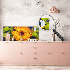 Wide format Wall panel with magnetic and non-magnetic metal sheet backing: Gerbera bouquet - Van Gogh style