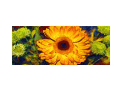 Wide format Wall panel with magnetic and non-magnetic metal sheet backing: Gerbera bouquet - Van Gogh style