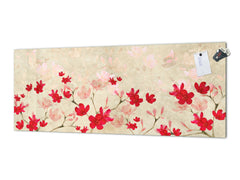 Wide format Wall panel with magnetic and non-magnetic metal sheet backing: Red and pink blossom