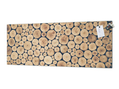 Panel de pared de gran formato con respaldo de chapa metálica magnética y no magnética: tocones redondos de madera de teca