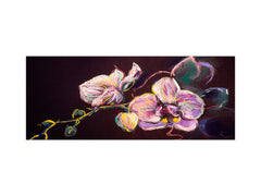 Tempered Glass magnetic and non magnetic splashback in wide-format: Modern painting withe orchids