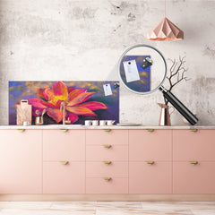 Tempered Glass magnetic and non magnetic splashback in wide-format: Modern painting of beautiful Lily
