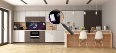 Tempered Glass magnetic and non magnetic splashback in wide-format: Colorful flower on black