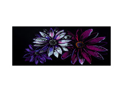 Tempered Glass magnetic and non magnetic splashback in wide-format: Colorful flower on black