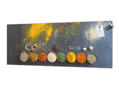 Tempered Glass magnetic and non magnetic splashback in wide-format: Indian spices and herbs