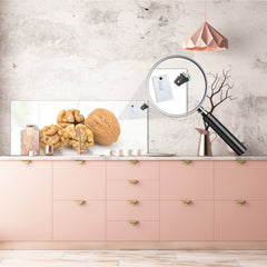 Contemporary glass kitchen panel - Wide format wall backsplash: Walnut brains