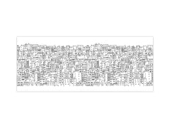 Contemporary glass kitchen panel - Wide format wall backsplash: Doodle city landscape