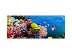 Contemporary glass kitchen panel - Wide format wall backsplash: Water lanscape