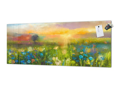 Contemporary glass kitchen panel - Wide format wall backsplash: Wildflower impressionist landscape