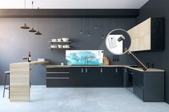 Contemporary glass kitchen panel - Wide format wall backsplash: Watercolor Tree silhouette