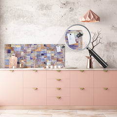 Contemporary glass kitchen panel - Wide format wall backsplash: Grunge wall art