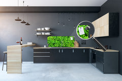 Tempered Glass magnetic and non magnetic splashback in wide-format: Green leaves wall
