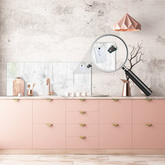 Tempered Glass magnetic and non magnetic splashback in wide-format: White wood surface