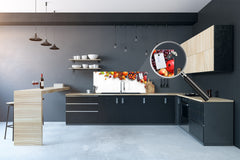 Tempered Glass magnetic and non magnetic splashback in wide-format: Fresh fruits for the wall
