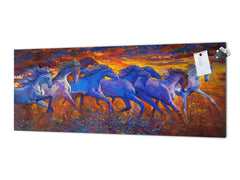Glass kitchen panel with and w/o stainless steel back-coating: Impressionism Runing horses