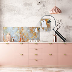 Glass kitchen panel with and w/o stainless steel back-coating: The structure precious stone