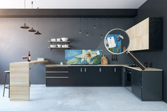 Glass kitchen panel with and w/o stainless steel back-coating: Big lily relief oil painting