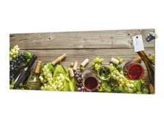 Panel de cocina de vidrio con y sin revestimiento posterior de acero inoxidable: Composición de vino en tonos claros