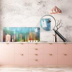 Glass kitchen panel with and w/o stainless steel back-coating: Digital wall art