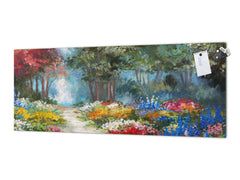Glass kitchen panel with and w/o stainless steel back-coating: Colorful forest