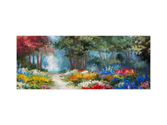 Glass kitchen panel with and w/o stainless steel back-coating: Colorful forest