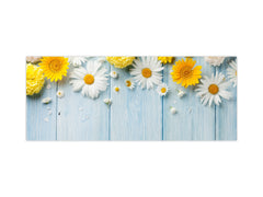 Glass backsplash w/ and w/o metal sheet backing with magnetic properties: Garden flowers