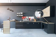 Glass backsplash w/ and w/o metal sheet backing with magnetic properties: London street with Big Ben