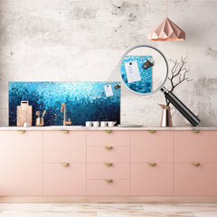 Glass backsplash w/ and w/o metal sheet backing with magnetic properties: Tribute to Pollock - expressionism