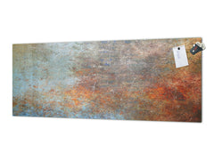 Large format horizontal backsplash - magnetic and non magnetic tempered glass: Rusted texture