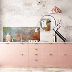 Large format horizontal backsplash - magnetic and non magnetic tempered glass: Rusted texture