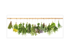 Large format horizontal backsplash - magnetic and non magnetic tempered glass: Hanging Fresh herbs
