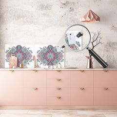 Horizontale Küchenrückwand im Großformat – magnetisches und nicht magnetisches Hartglas: Indische Paisley-Mandalas