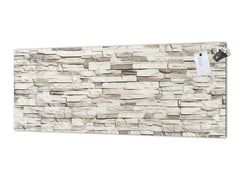 Large format horizontal backsplash - magnetic and non magnetic tempered glass: Brisk wall in grey