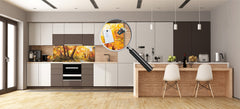 Large format horizontal backsplash - magnetic and non magnetic tempered glass: Orange forest