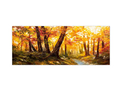 Large format horizontal backsplash - magnetic and non magnetic tempered glass: Orange forest