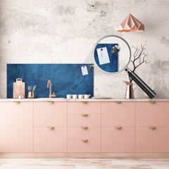Large format horizontal backsplash - magnetic and non magnetic tempered glass:Blue Grunge luxury