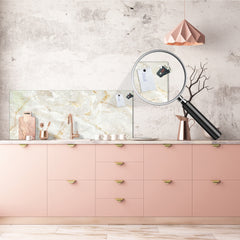 Large format horizontal backsplash - magnetic and non magnetic tempered glass: Marble surface
