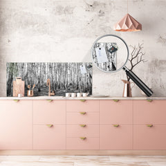 Large format horizontal backsplash - magnetic and non magnetic tempered glass: Birch forest