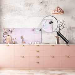 Large format horizontal backsplash - magnetic and non magnetic tempered glass: Fresh rose flowers