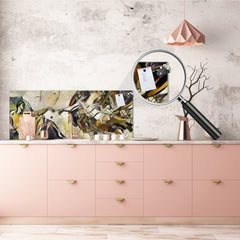 Large format horizontal backsplash - magnetic and non magnetic tempered glass: Creation of Adam fresco by Michelangelo