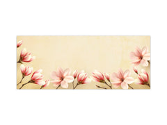 Glass splashback with metal backing in wide format - Kitchen tempered glass panel: Magnolia flowers Vector