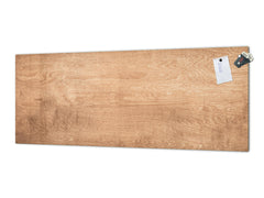 Glass splashback with metal backing in wide format - Kitchen tempered glass panel: Natural wooden surface