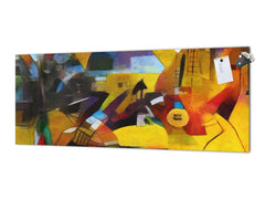 Glass splashback with metal backing in wide format - Kitchen tempered glass panel: Picasso applied to Kandinsky style 2