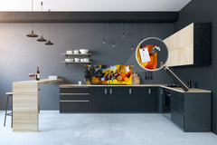 Glass splashback with metal backing in wide format - Kitchen tempered glass panel: Picasso applied to Kandinsky style 2